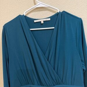 Rachel Rachel Roy XL Teal Blue Long‎ Sleeve Faux Wrap Midi Dress
